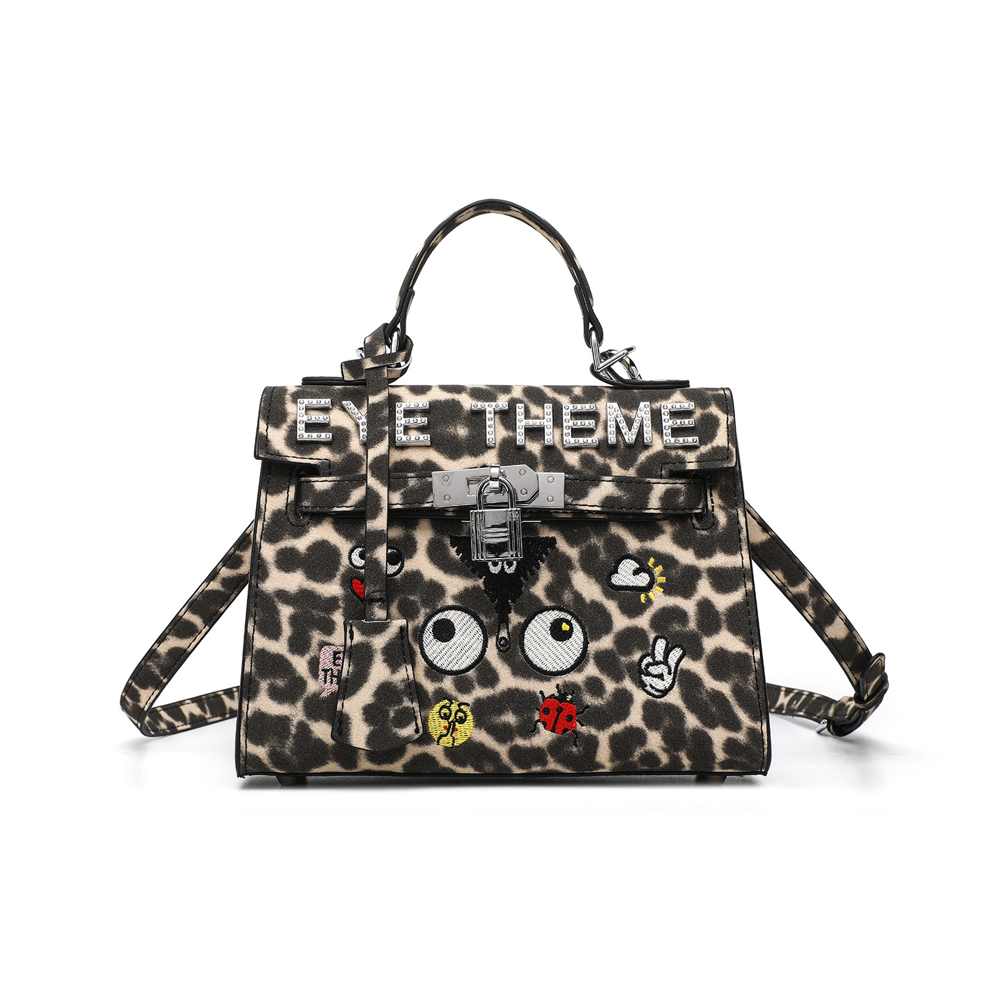 Europa y América clásica pequeña bolsa de platino para mujeres leopardo nobles mujeres niñas y niños en forma de bolsa cuadrada inclinada 2791 #