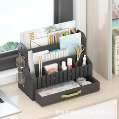 跨境新款木质办公室收纳分格桌面储物盒文件杂物收纳盒木制整理盒