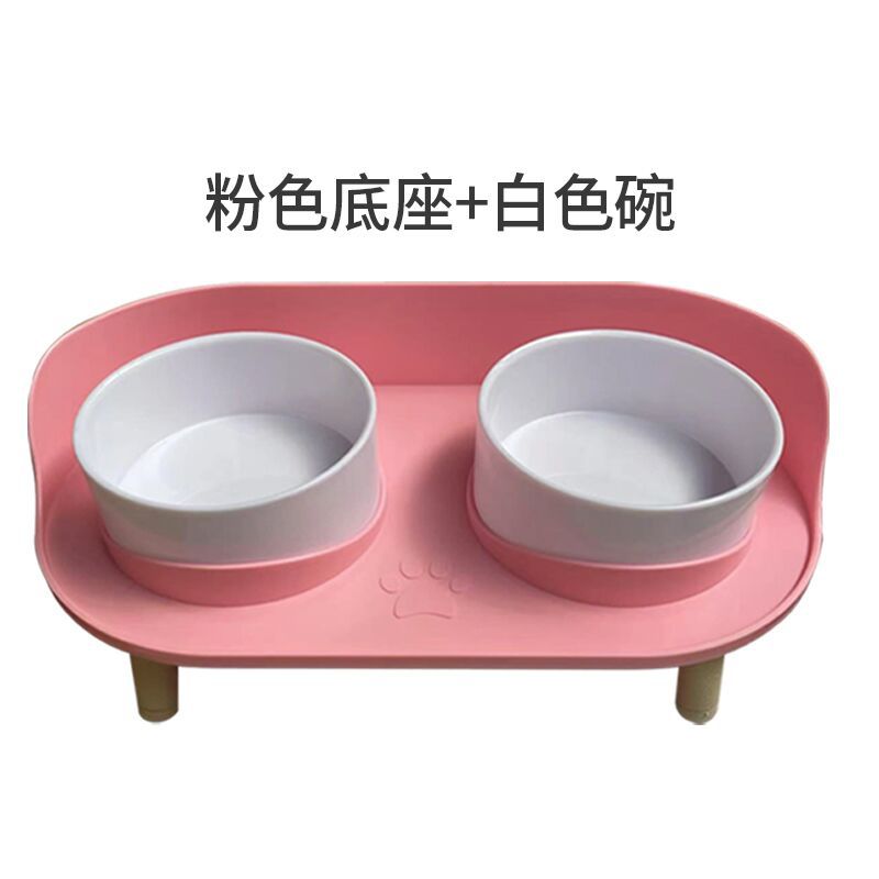 핑크 받침대 + 흰색 그릇 (3 높이)