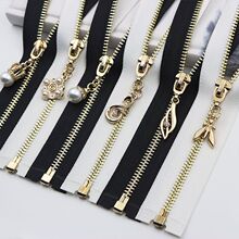 5#金属拉链夹克皮衣开衫门襟外套金牙拉锁真铜铁齿加长羽绒服