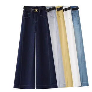 Chubby Girls Loose Wide Leg High Waist Jeans 2025 Summer New Thin Dipped Women's Long Pants