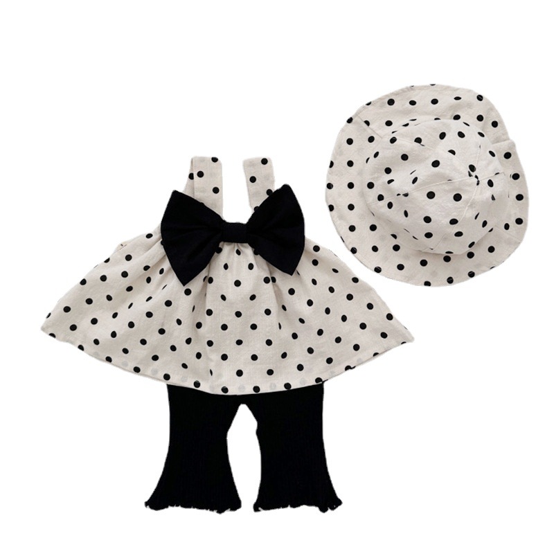 Conjunto de dos piezas de verano para niñas, estilo coreano, ropa infantil, conjunto de tirantes con lazo para bebé, ropa de verano elegante para bebé, estilo fino