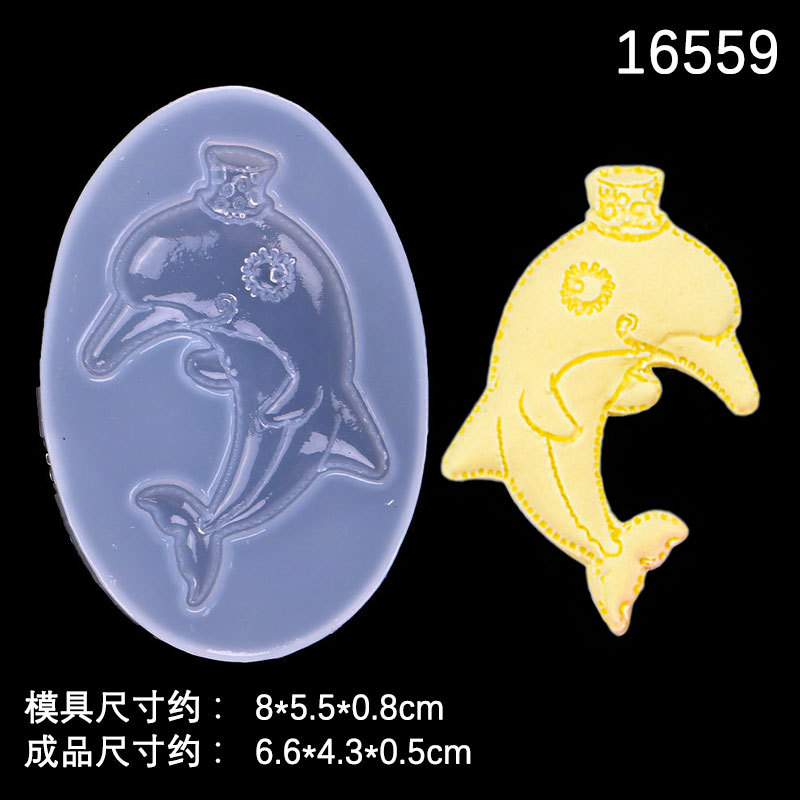 Espejo DIY cristal epoxi molde delfín cangrejo Coco versión Linda serie estilo océano epoxi decorativo molde de silicona