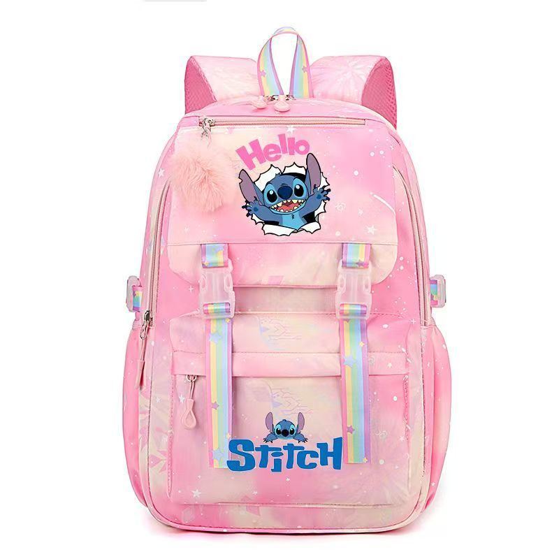 Nueva mochila escolar para estudiantes, mochila de gran capacidad para estudiantes de primaria y secundaria, impresión de dibujos animados, mochila ligera de ocio arcoíris