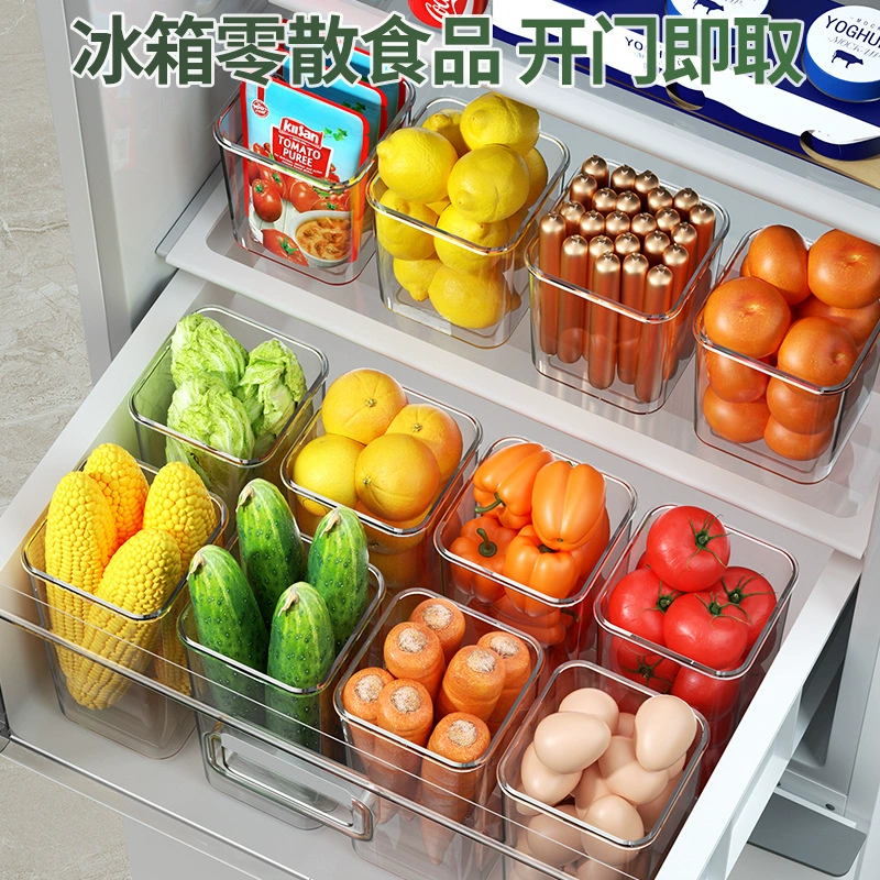 Universal Transparent Refrigerator Storage Box, Clear Plastic Organizer, Multiple Sizes