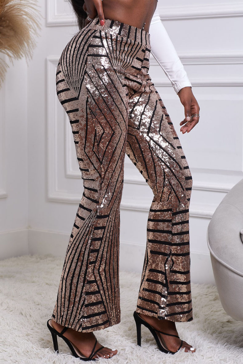 High Waist Loose Straight Wide Leg Sequined Pants NSQSY78395