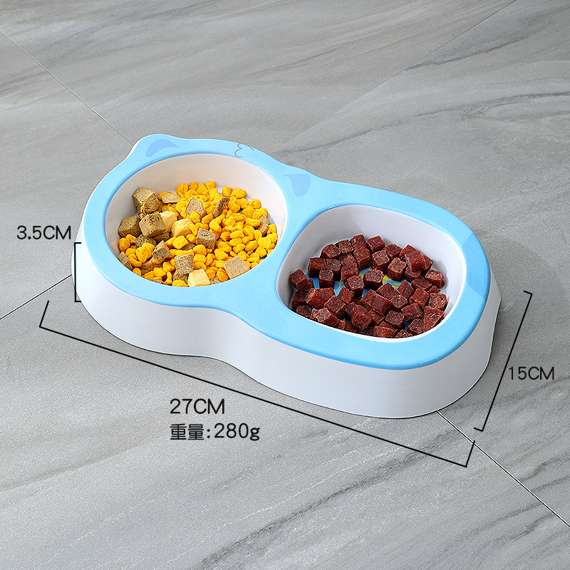 Fábrica al por mayor de dibujos animados cuadrado redondo para mascotas doble tazón perro tazón de plástico engrosado gato tazón resistente a la caída gato y gato vajilla