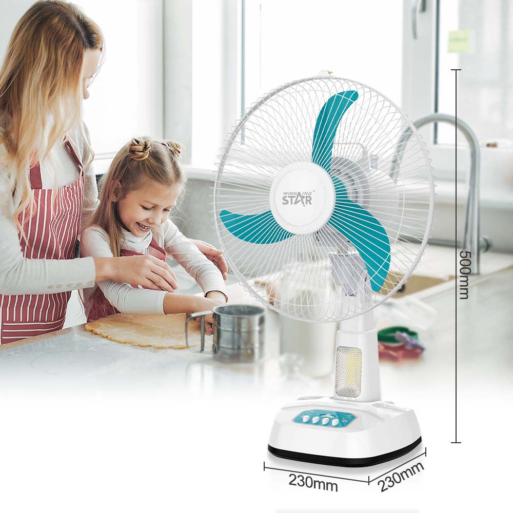 Winning star transfronteriza Reino Unido y Europa estándar ABS de 14 pulgadas ventilador de tres páginas con velocidad del viento de tres velocidades y ventilador eléctrico de escritorio que sacude la cabeza