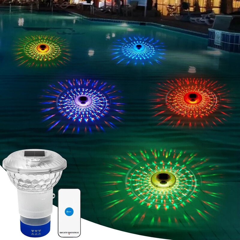 2025 Cross-Border New Model Remote-Controlled Solar-Powered Swimming Pool Light Rgb Colorful Projection Swimming Pool Chlorine Floating Light Garden Light 2025 Cross-Border New Model Remote-Controlled Solar-Powered Swimming Pool Light Rgb Colorful Projection Swimming Pool Chlorine Floating Light Garden Light