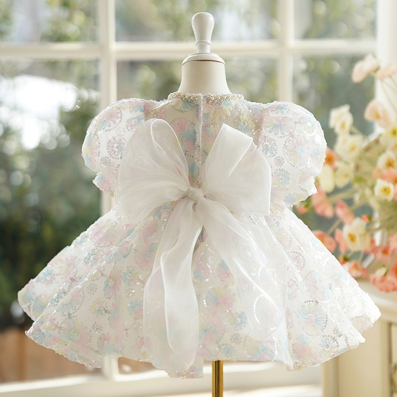 Children's dress princess dress girl dopamine sweet puff sleeve piano performance costume little girl birthday puffy skirt_voghion.com