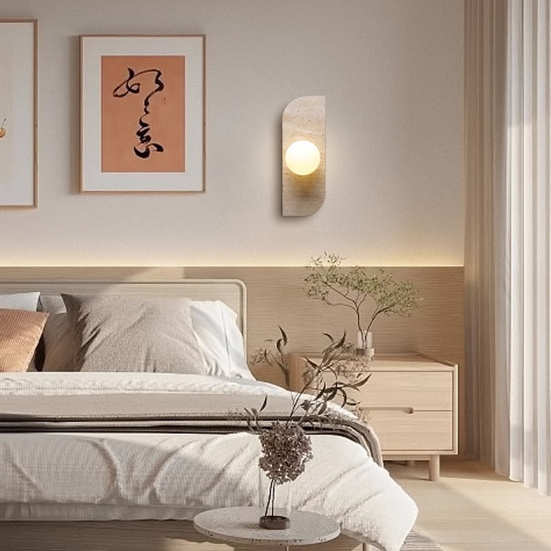 Escalera de viento natural dormitorio cabezal de cama diseñador de piedra de vivienda amarillo viento lámpara de pared lámpara de pared de túnel de estilo japonés pasillo de sala de estar