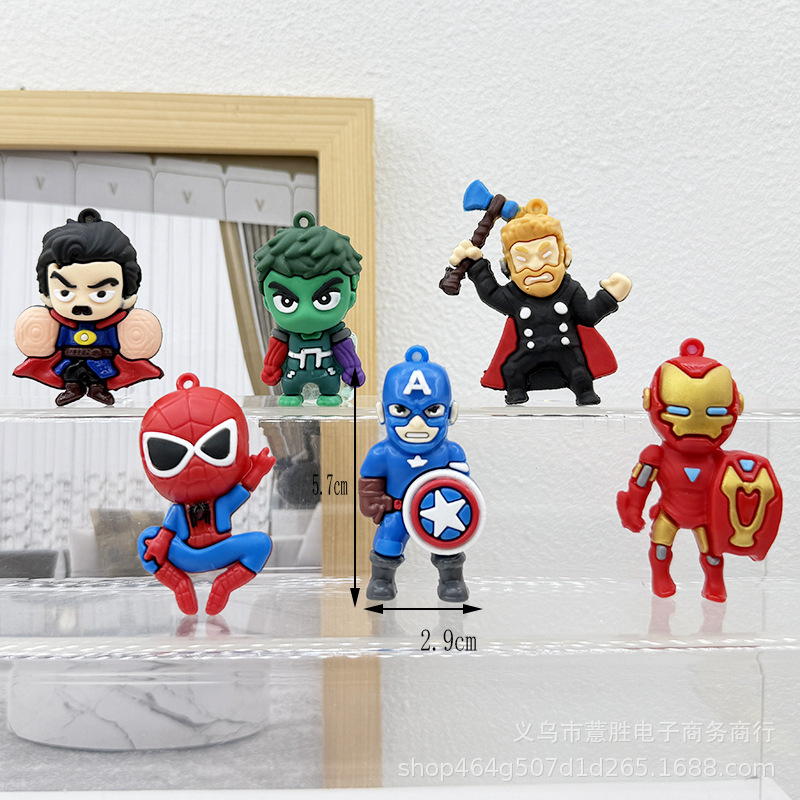 New Marvel Keychain Soft Plastic Doll Pendant Avengers Spider-Man Keychain Captain America Pendant