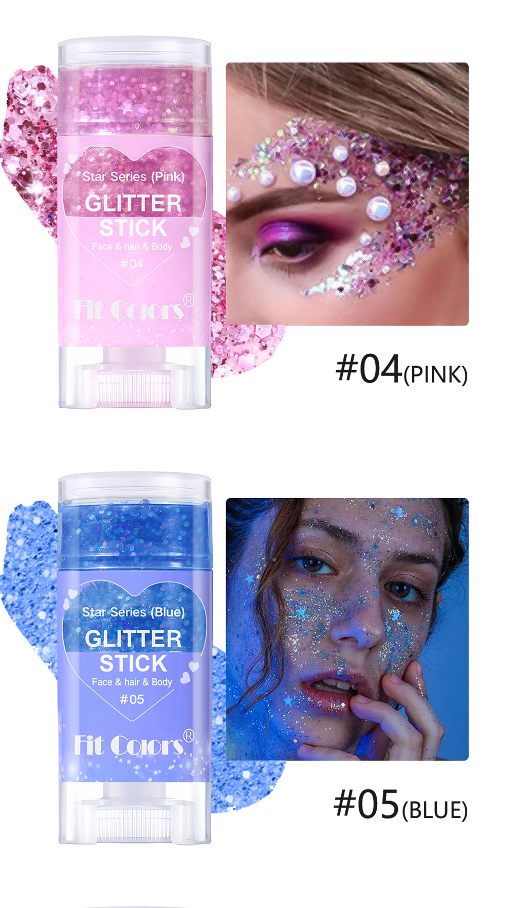 Fit Colors 6-color body painting, sequined stick face, lip star glitter eyeshadow, festival stage makeup undefined