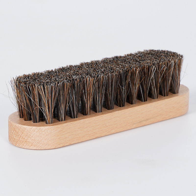 Cepillo de Zapatos de Pelo de Caballo de Madera de Haya, Descontaminación y Cuidado, para Calzado y Ropa