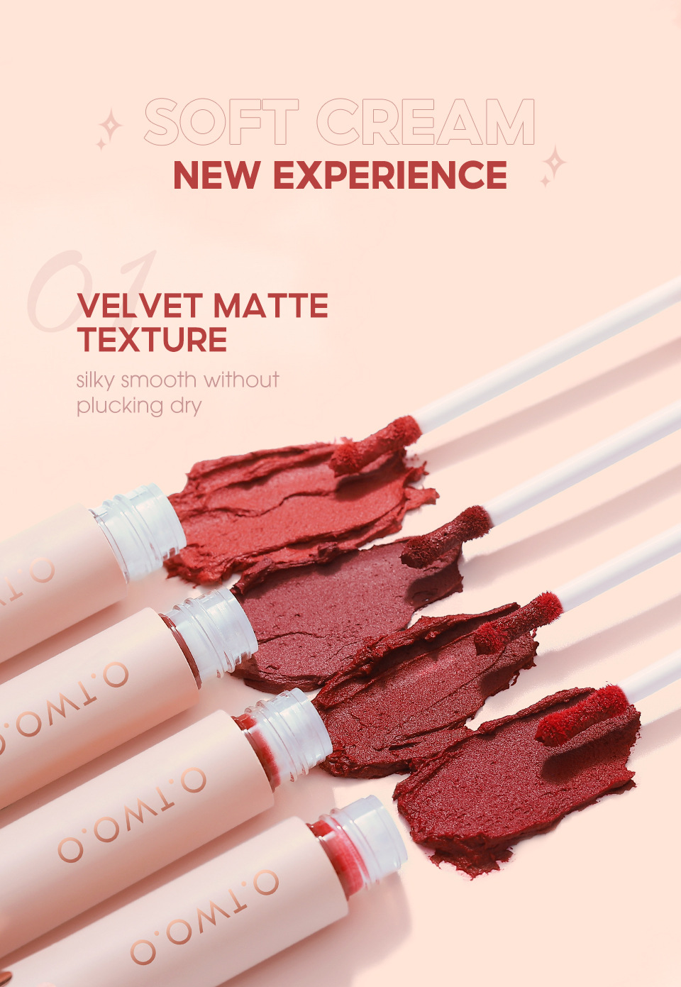 O.TWO. O soft cotton mist first love lip mud powder Blusher eye shadow can be used three times, velvet does not touch the cup and does not fade
