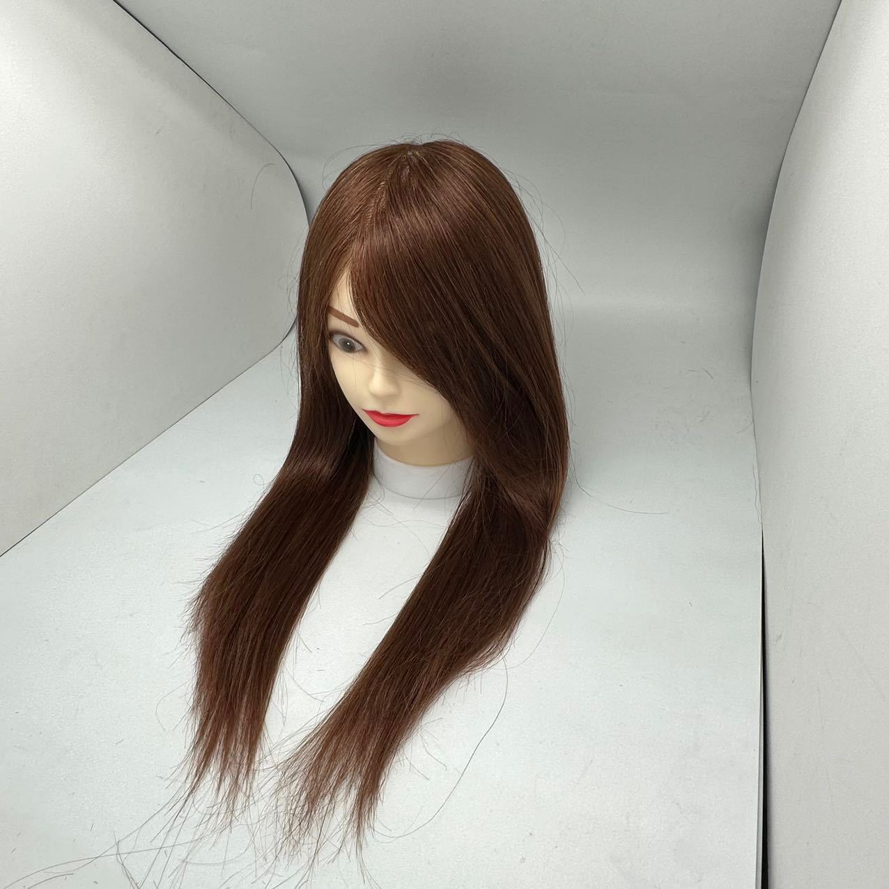 Perruca de cabello verdadero modelo de cabeza de entrenamiento de cabello trenzado modelo de cabeza de entrenamiento de cabello de cabello verdadero modelo de cabeza de corte de soplado