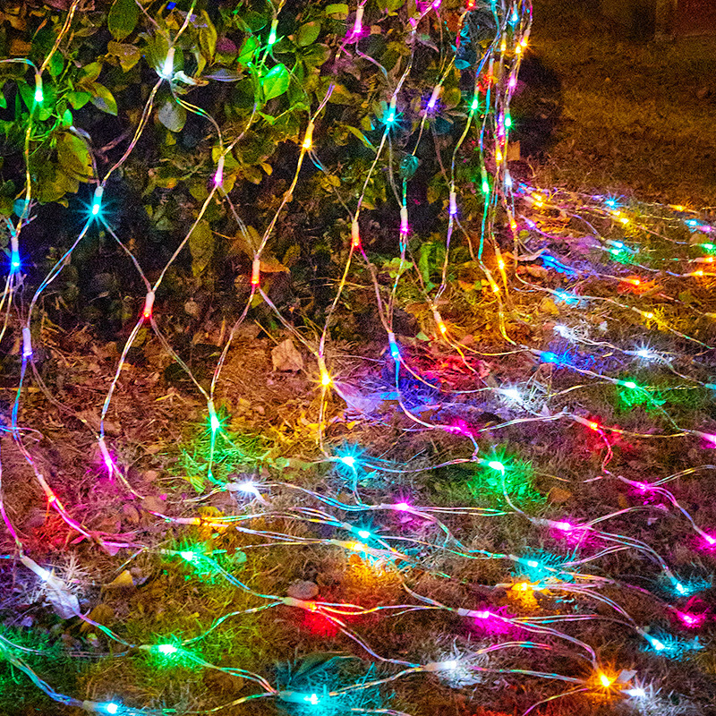 Luces solares para redes de pesca, impermeables para exteriores, decoración para arbustos, árboles, jardines y patios, luces navideñas impermeables para exteriores