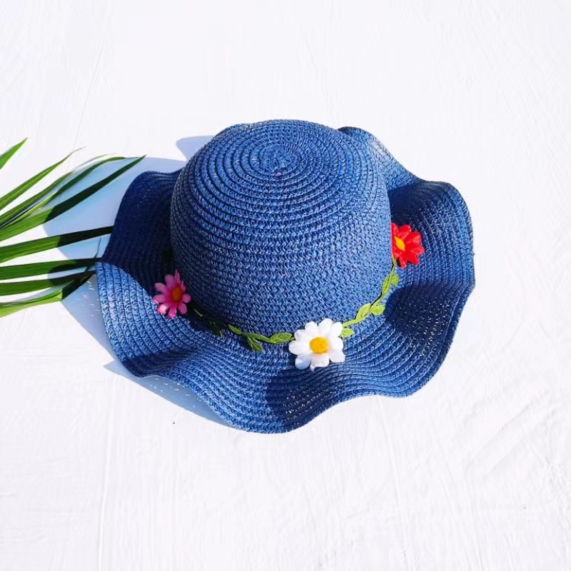 Girl'S Sweet Simple Style Flower Jacquard Straw Hat display picture 3