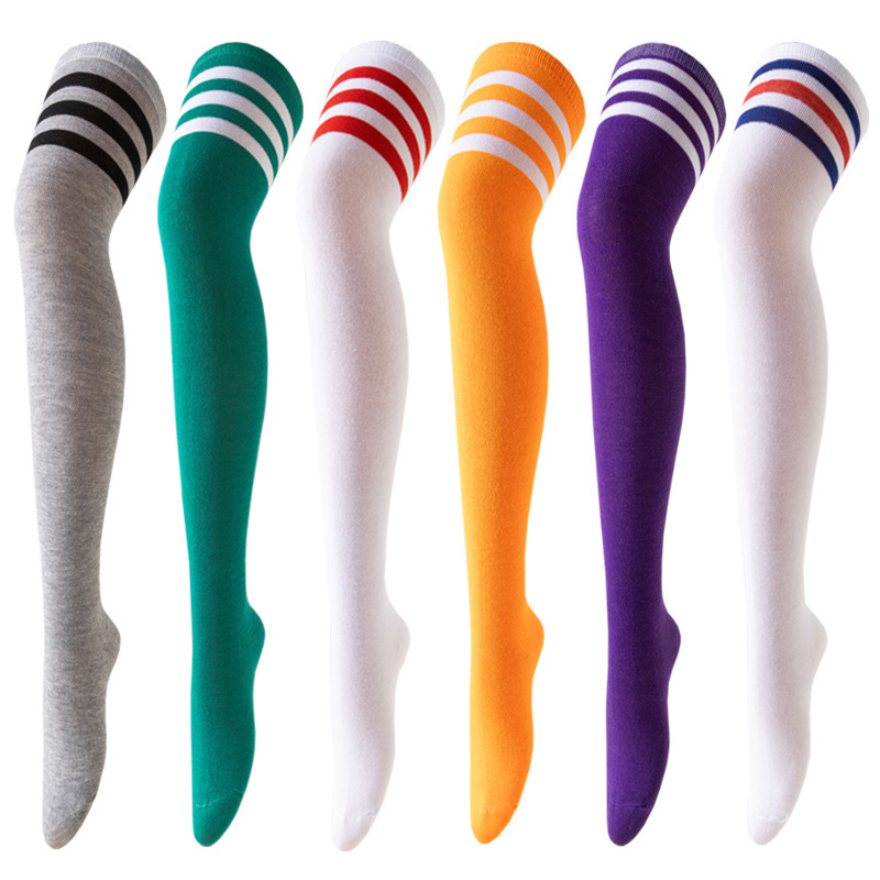 Three-Stripe Over-The-Knee Cosplay Party Women's Cotton Academy Style Jk High-Tube Dance Thigh-High Socks