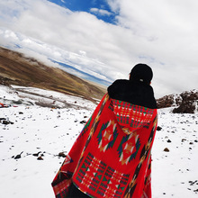 民族风披肩带帽西藏新疆云南旅游拍照围巾保暖加厚旅行斗篷空调毯