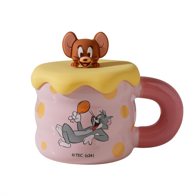 Gato y ratón tazas de cerámica de 2025 nuevas niñas tazas de agua con tapa tazas de café tazas de pareja cumpleaños