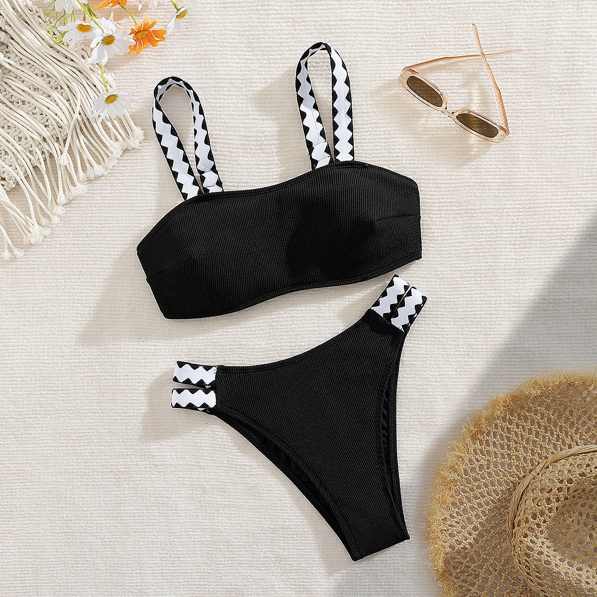 Европейский и американский сексуальный купальник-бикини однотонного цвета с толстыми бретелями, женский, спортивный, высокоэластичный, стройнящий фигуру