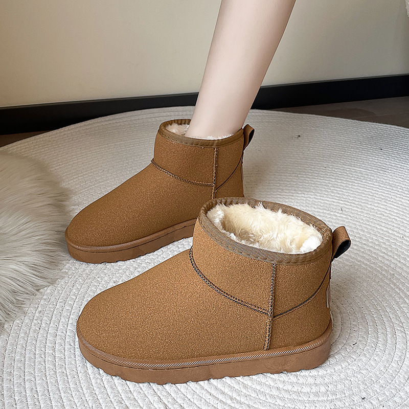 Snow Boots Women's integrated thick sole plush short boots, cold resistant boots, winter anti-skid and warm snow shoes_voghion.com