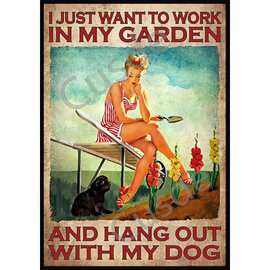 Cusde 复古金属锡标牌 I Just Want to Work in My Garden and Ha