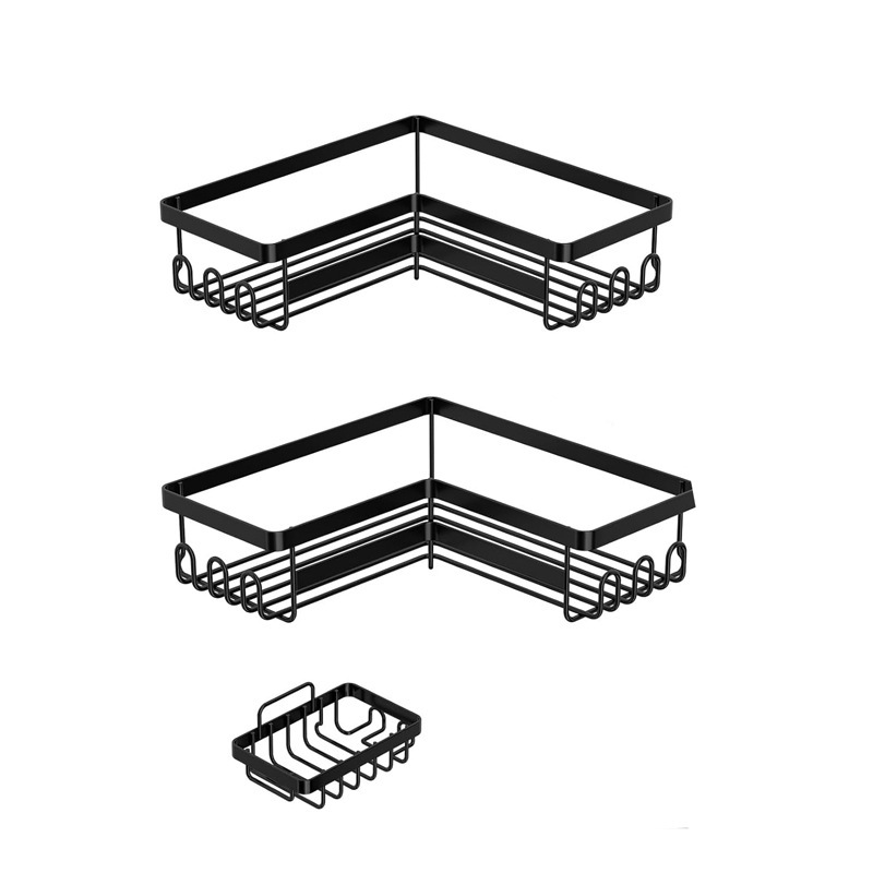 Estante de almacenamiento triangular combinado en la pared de baño transfronterizo sin perforación estante de drenaje de agua estante de almacenamiento de esquina para artículos de baño