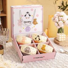 可爱陶瓷碗套装家用米饭碗吃饭碗卡通餐具小碗开业活动伴手礼盒