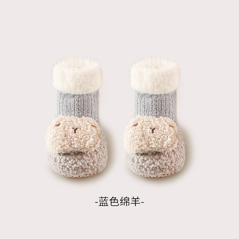 2024 invierno nuevos zapatos de piso para bebés calcetines antideslizantes interiores 0 - 12 de diciembre zapatos para bebés calcetines gruesas