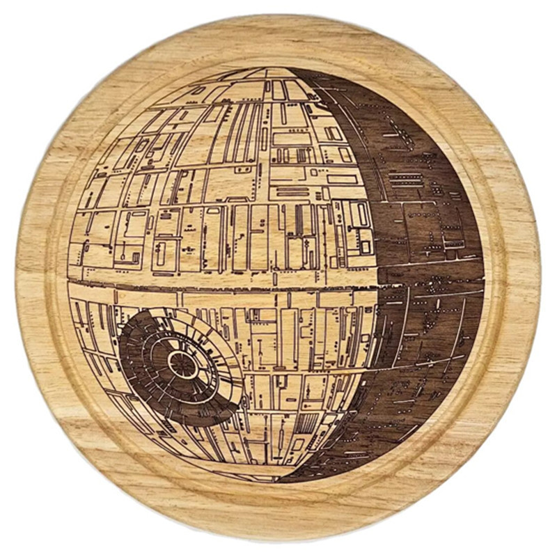 Rubber Wood Cutting Board Creative Star Wars Cheese Cheese Board Cartoon Pattern Round Four-Piece Cheese Box with Knife