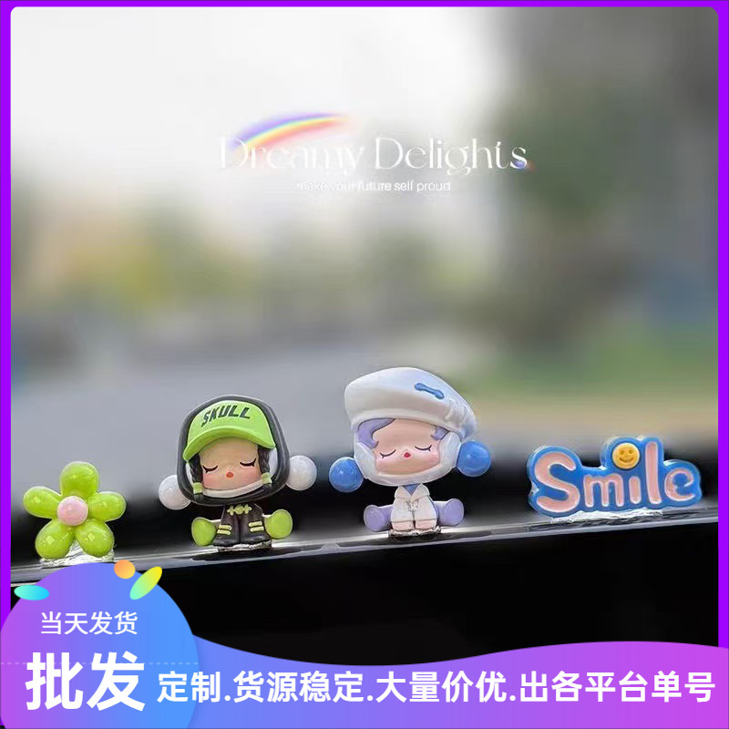 Bubble Mart Car Screen Ornaments Car Center Console Display Decorative Supplies Doll Car Interior Accessories Doll