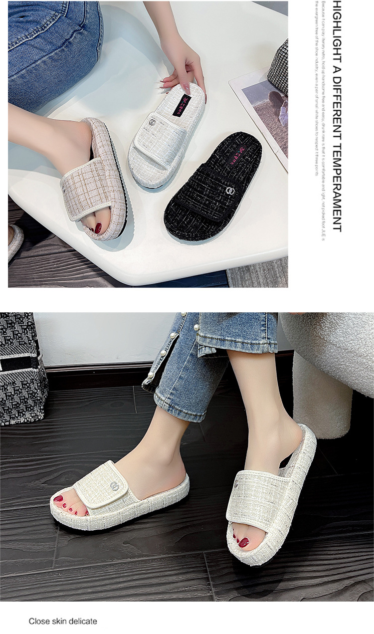 Women's Thick-soled Casual Velcro Slippers For Summer Wear_voghion.com