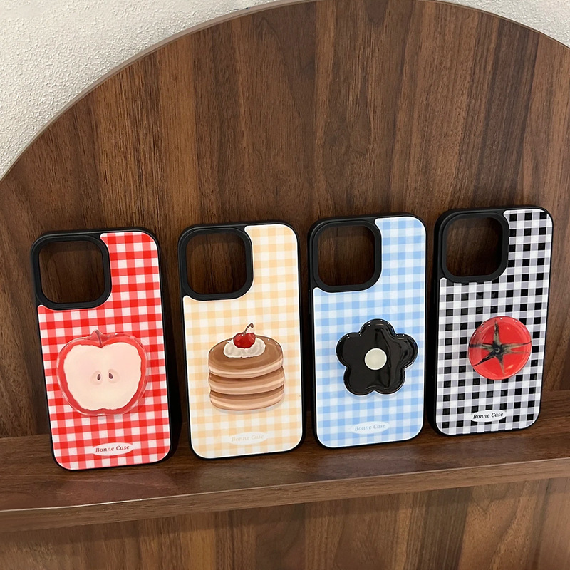 Ins-Style Plaid Fruit Stand Suitable for iPhone 16, 17 Pro Max Phone Case, iPhone 14 Resin Retro Trendy 13 Ins-Style Plaid Fruit Stand Suitable for iPhone 16, 17 Pro Max Phone Case, iPhone 14 Resin Retro Trendy 13