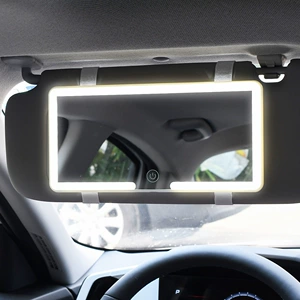 Car sun visor cosmetic mirror car led makeup mirror light three-gear dimming HD mirror with light mirror