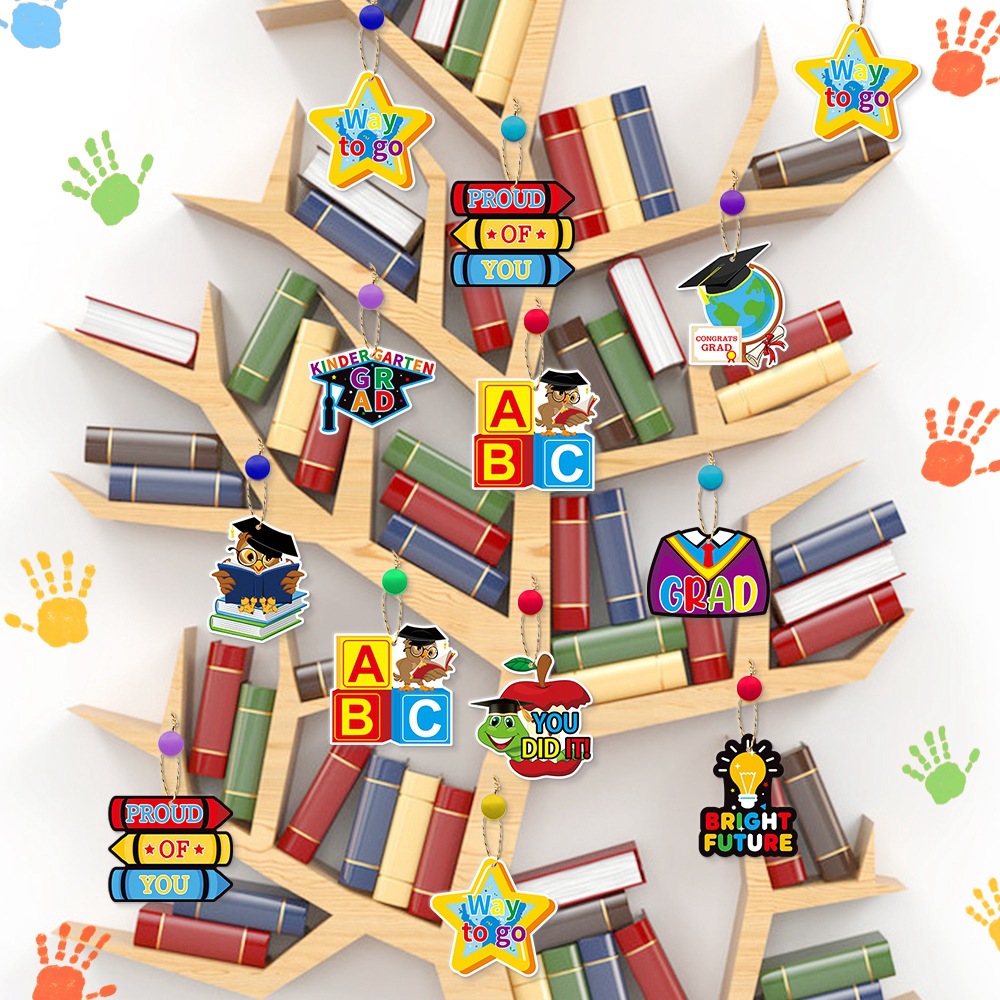 Transfronterizo nuevo jardín de infantes graduación temporada ceremonia aula decoración colgante graduación Etiqueta de regalo