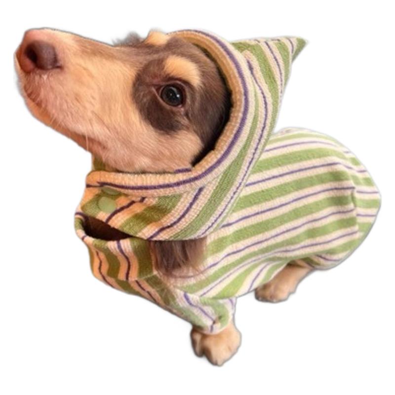 ペット服、ストライプマカロン、犬猫、中小型犬、テディ、ビション、ポメラニアン、秋冬