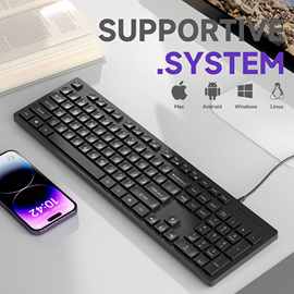 有线办公键盘USB水滴键帽商务高颜值男女打字键盘厂家直销