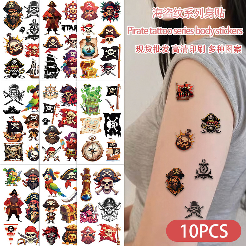 10 Pirate Tattoo Stickers Party Party Birthday Disposable Tattoo Sticker Cute Tattoo Sticker for Kids
