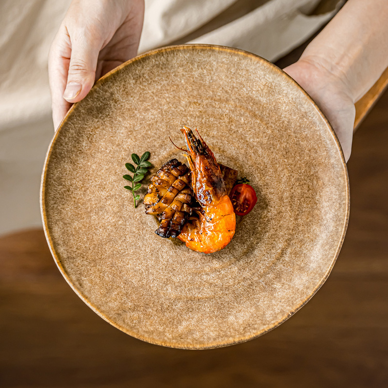 Japanese-Style Annual Ring Pattern Ceramic Plate Wholesale Retro Tableware Plate Round Large Plate Dinner Plate Home Dish Plate Western Food Plate Japanese-Style Annual Ring Pattern Ceramic Plate Wholesale Retro Tableware Plate Round Large Plate Dinner Plate Home Dish Plate Western Food Plate