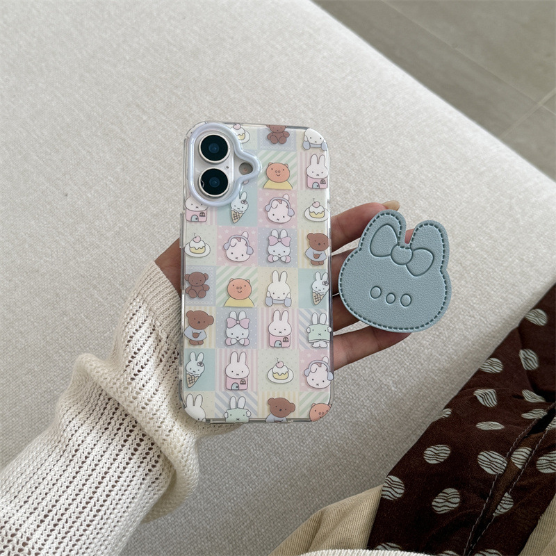 宫格拼接甜品小熊兔子适用iPhone16苹果15ProMax/14/13手机壳小众|undefined