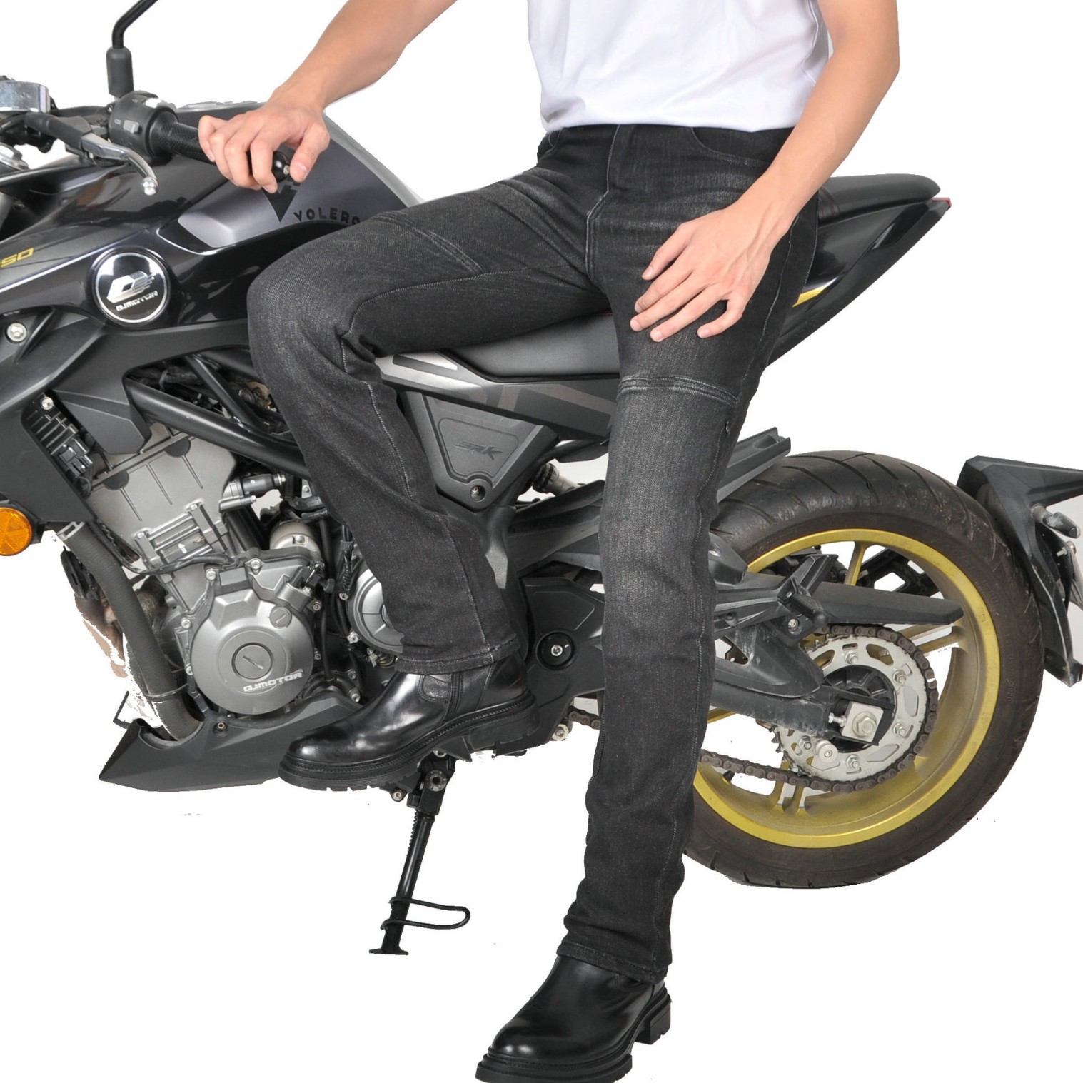 VOLERO Four Seasons Motorcycle Jeans Pantalones de ciclismo de motocicleta rectos casuales para hombres Pantalones resistentes al desgarro y resistentes al desgaste