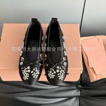 莞产高定26新款法式水钻蝴蝶结芭蕾舞鞋女外穿玛丽珍水钻浅口单鞋