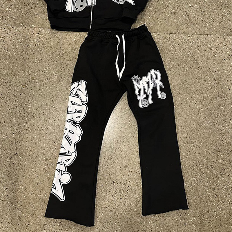 Herrenbekleidung Modetrend bunter Buchstabendruck loser Pullover Hip-Hop-Straßenkleidung Strickjacke lässiges Oberteil_voghion.com