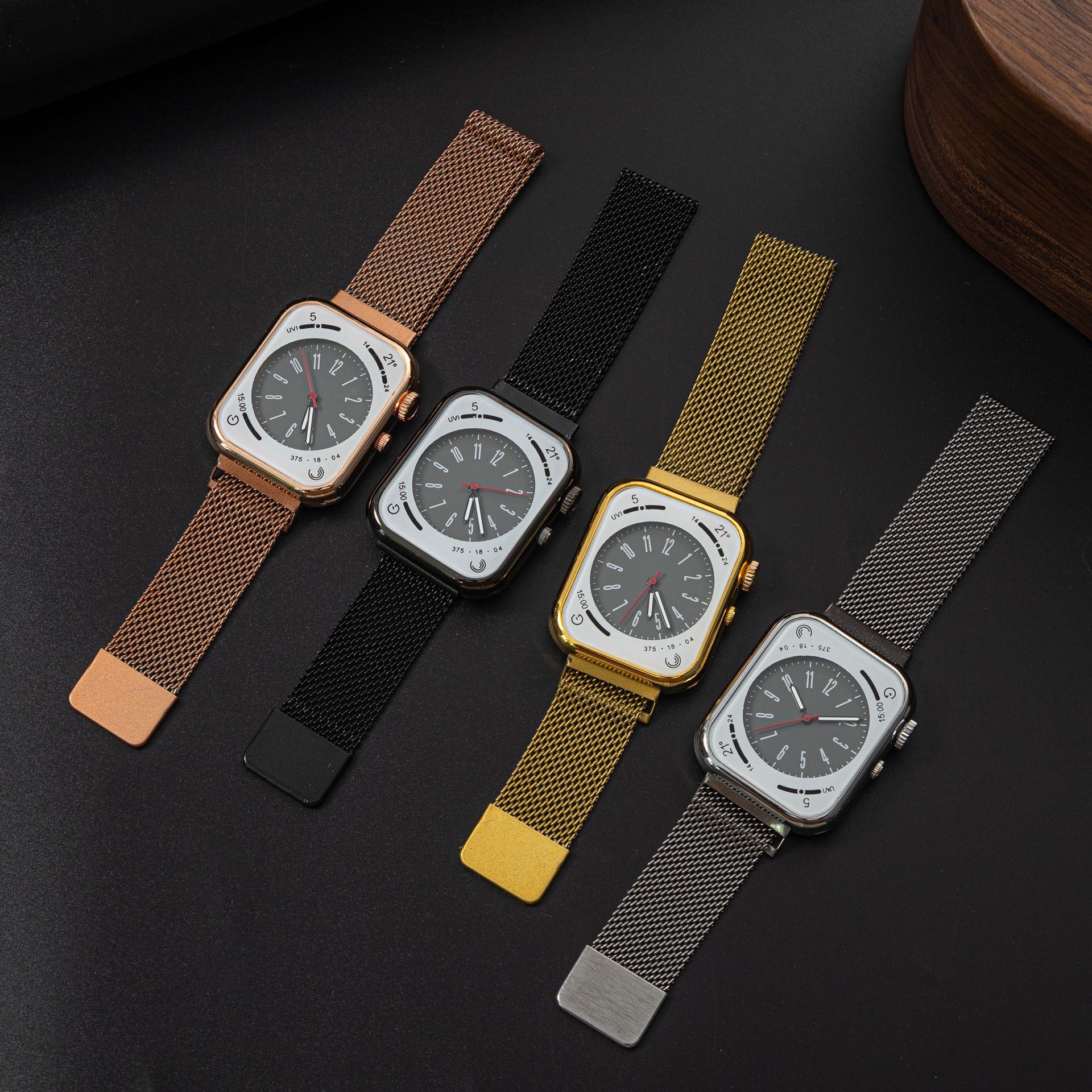 Square Iron Apple Mesh Belt Quartz Sports Watch_voghion.com