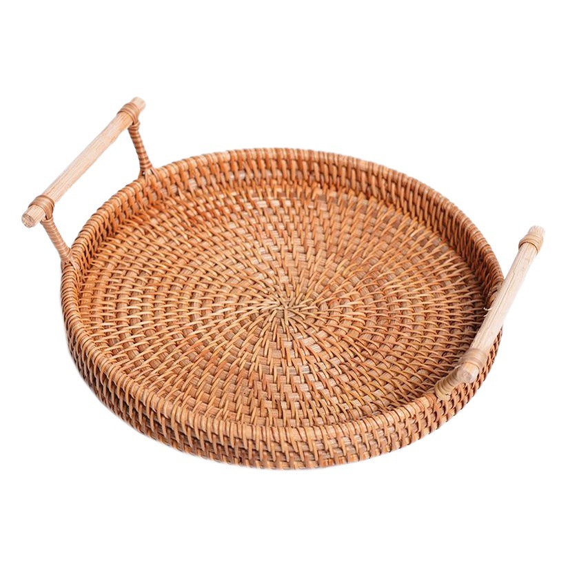 Creativo nórdico ratán tejido de almacenamiento snack plato caramelo snack tuerca plato de fruta seca americano cesta de picnic bandeja de pan