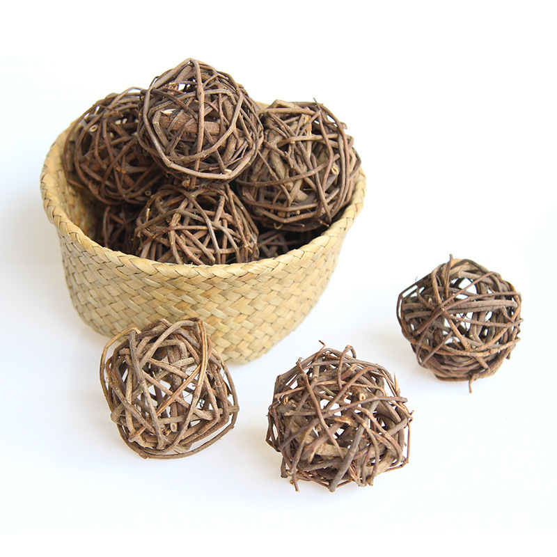 Rhapsody's New Product Original Color Takraw Ball Natural Dried Flower Forest Handmade DIY Material Christmas Decoration Shooting Props