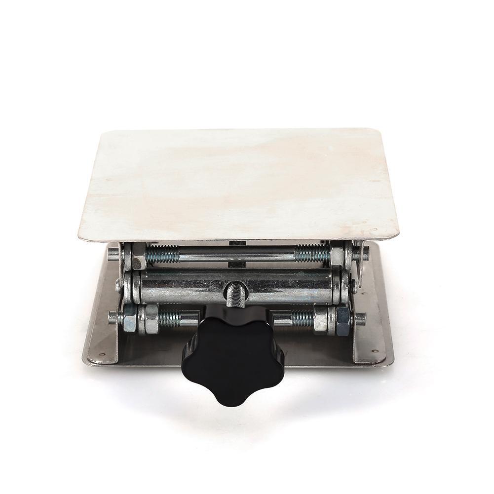 实验室用手动不锈钢升降台100x100mm小型升降平台