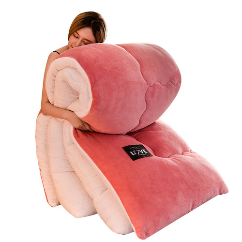 Home Double-Sided Lamb Fleece Winter Blanket, Thick Insulated Feather and Wool Filled Core, Full Cotton Milk Wool Winter Blanket for Wholesale